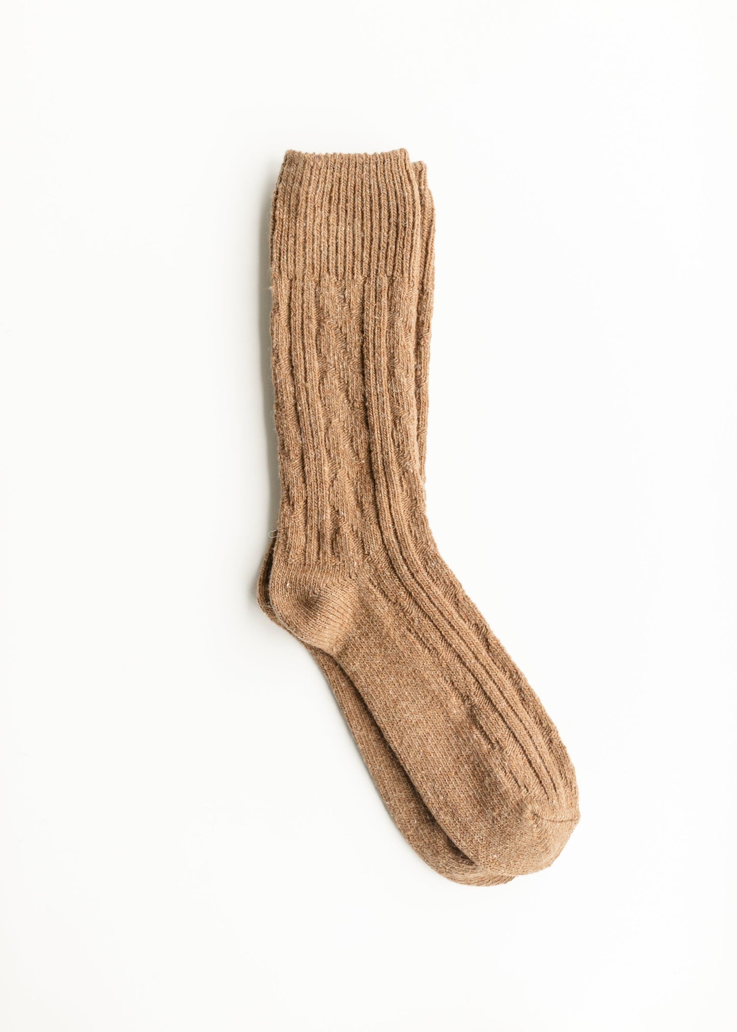 Rib Knitted Wool Blend Crew Socks Accessories Caramel