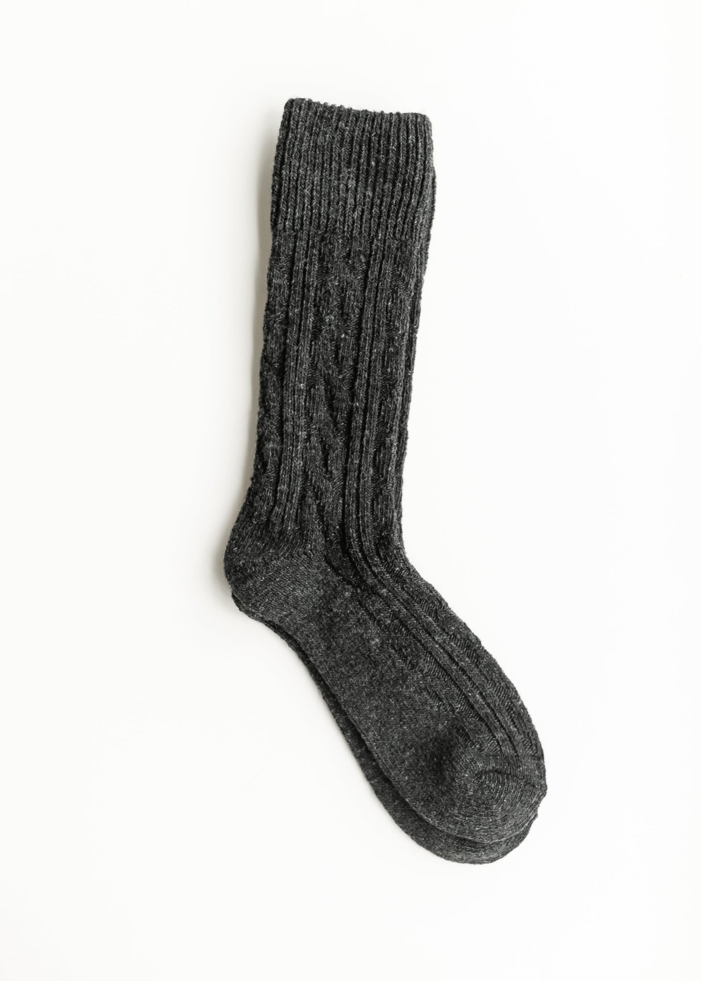 Rib Knitted Wool Blend Crew Socks Accessories Charcoal