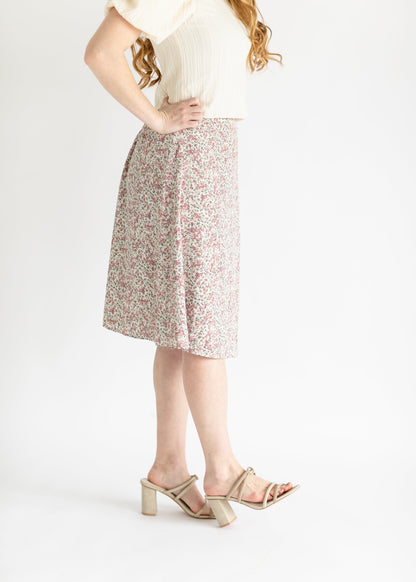 Rose Bud Print Midi Skirt FF Skirts