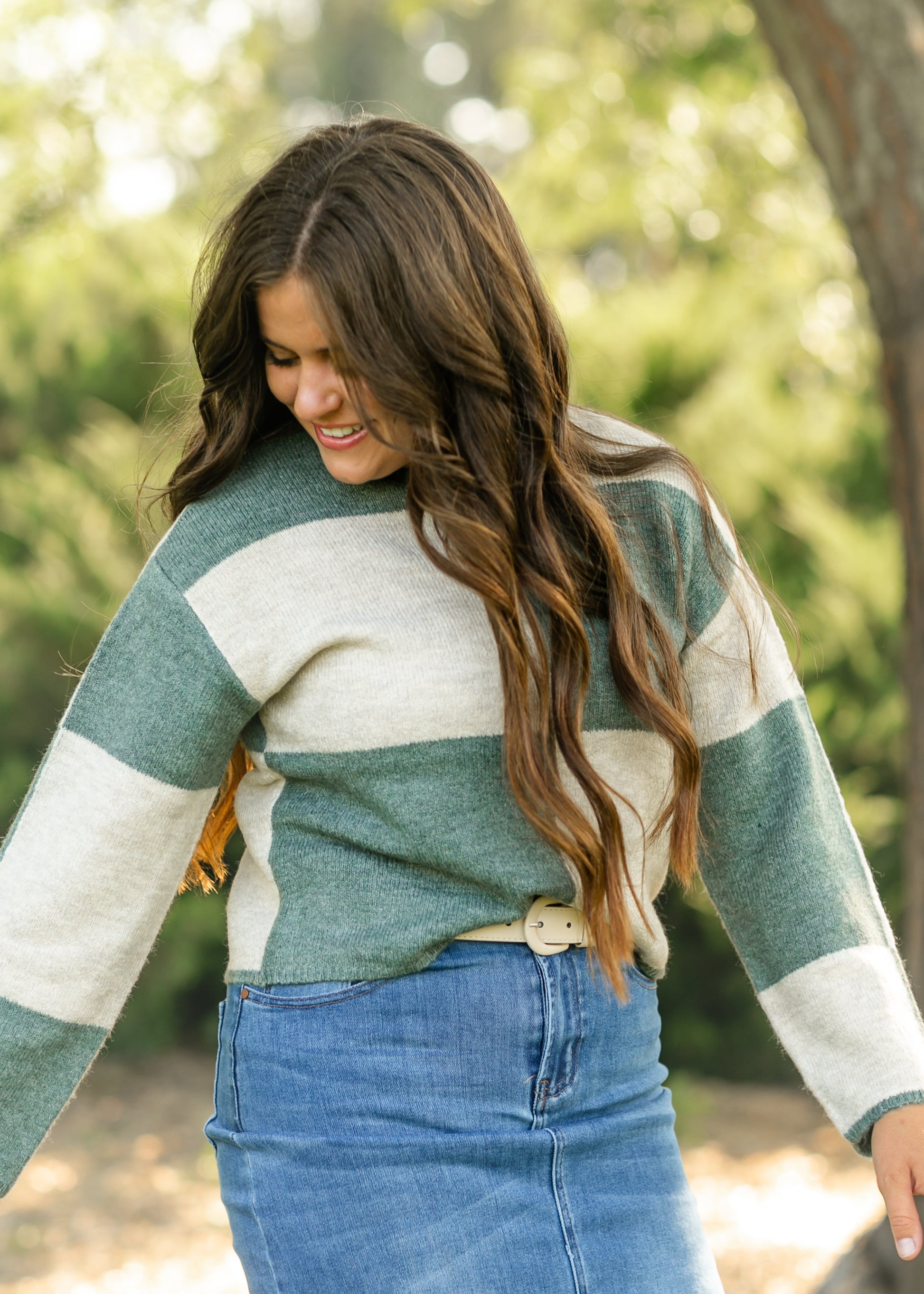 Rosi Color Blocked Checkered Sweater FF Tops