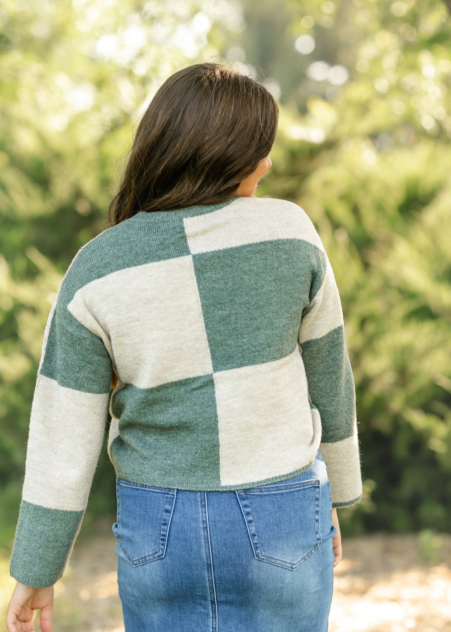 Rosi Color Blocked Checkered Sweater FF Tops