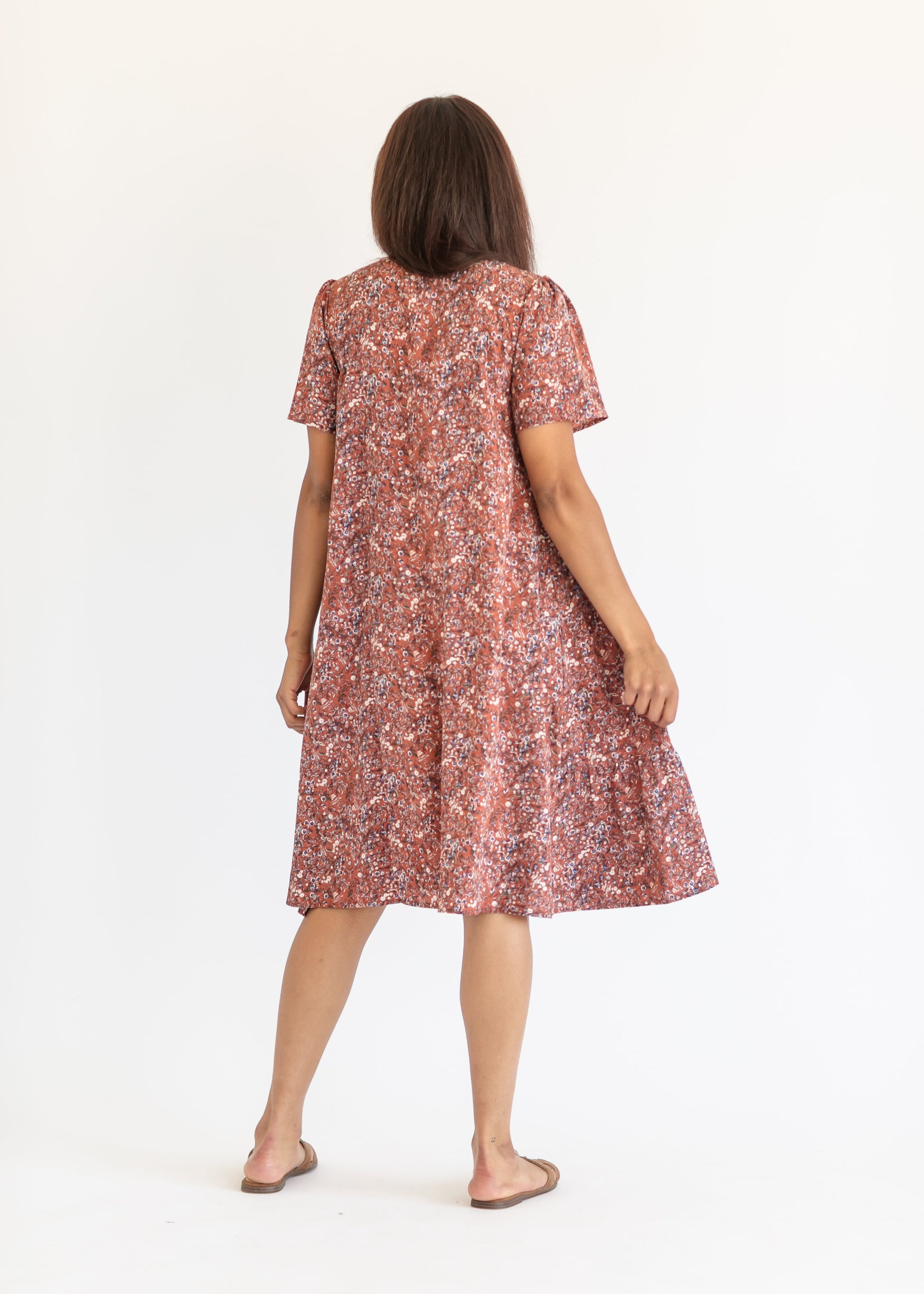 Round Neck Floral Midi Dress FF Dresses