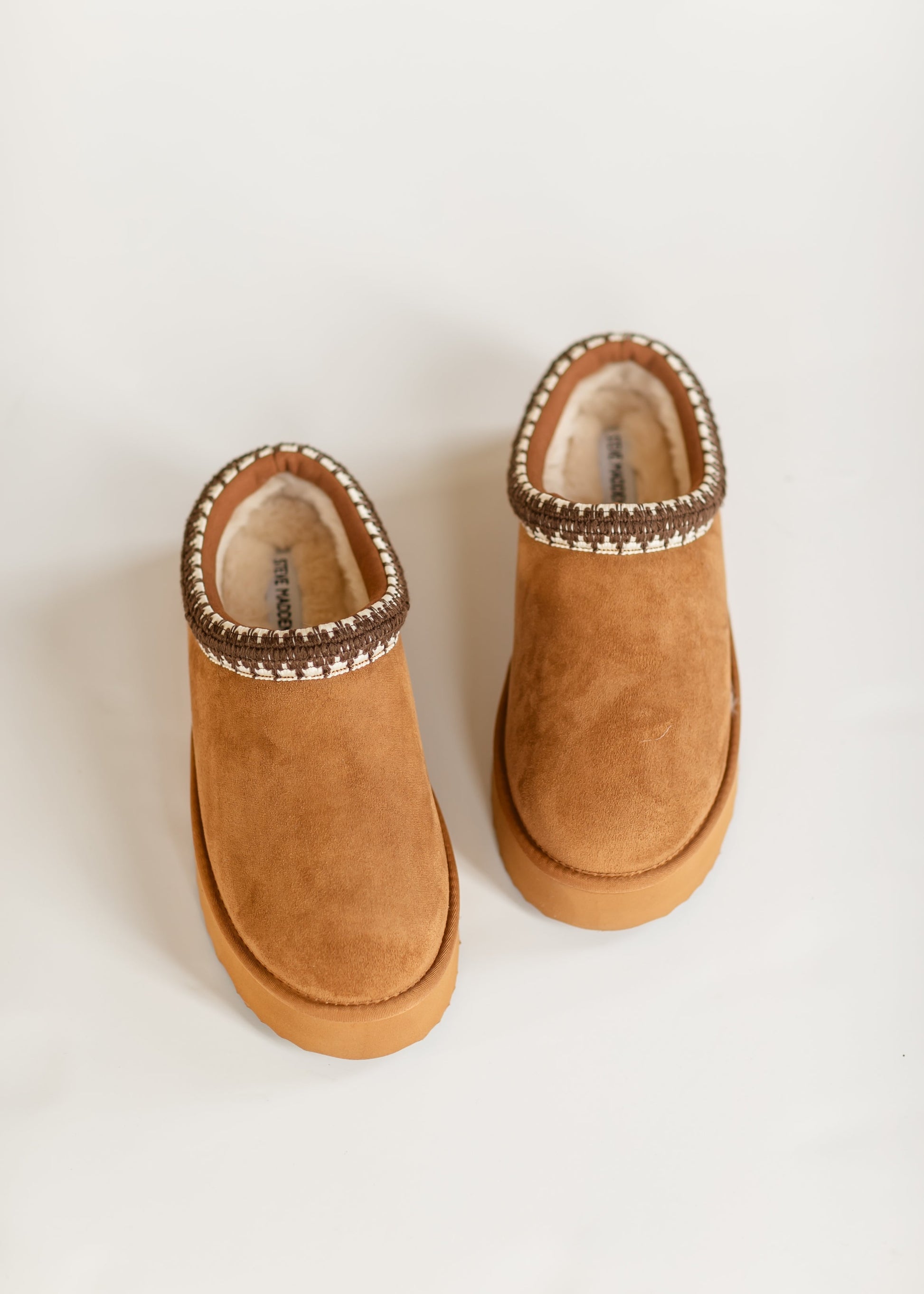 Selena Chestnut Suede Platform Slippers Shoes