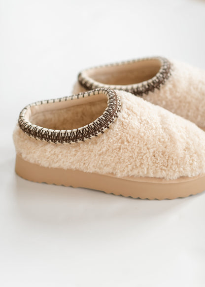 Selena Faux Shearling Platform Slippers Shoes