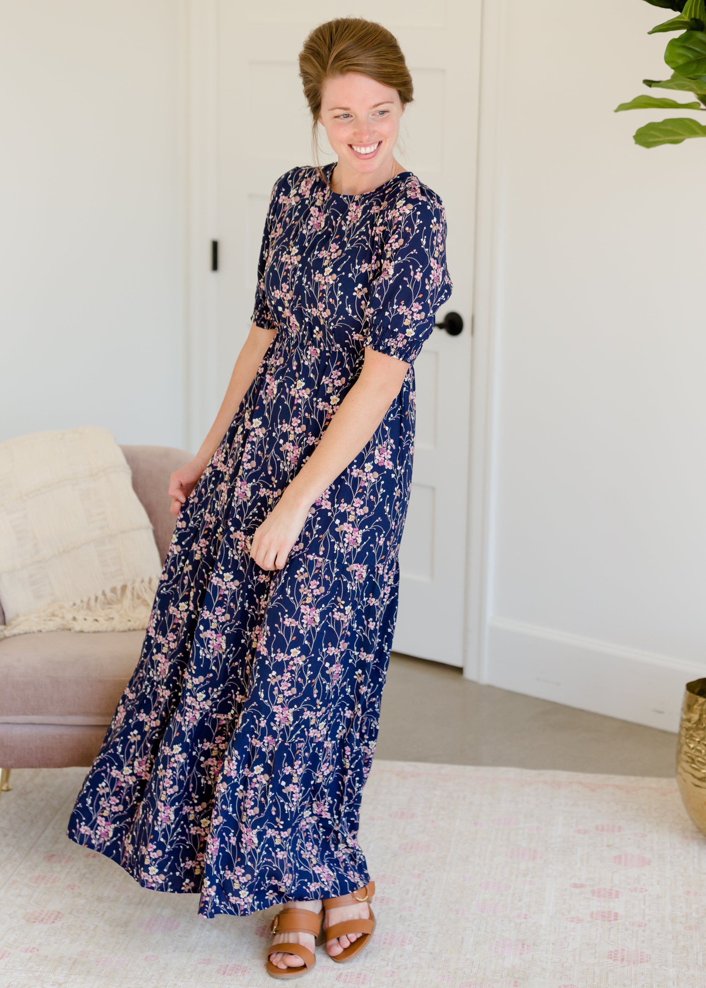 Short Puff Sleeve Floral Maxi Dress – Inherit Co.