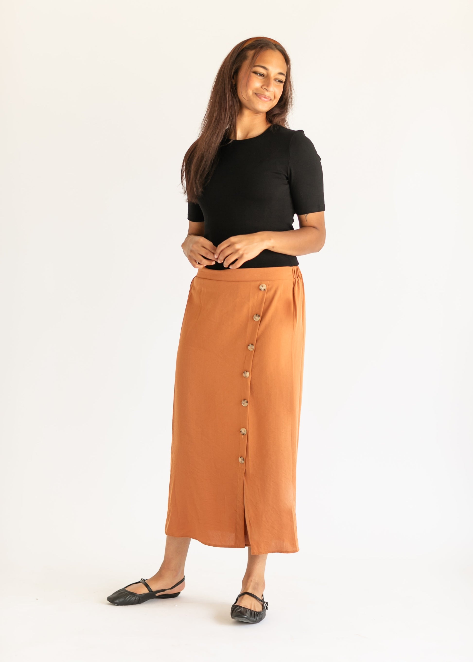 Side Placket Detail Midi Skirt FF Skirts