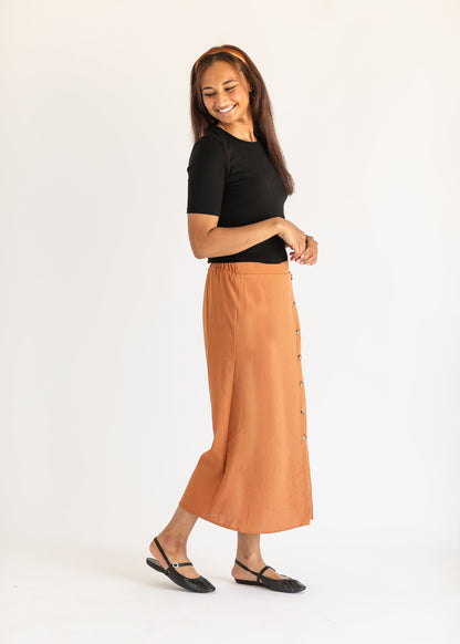 Side Placket Detail Midi Skirt FF Skirts