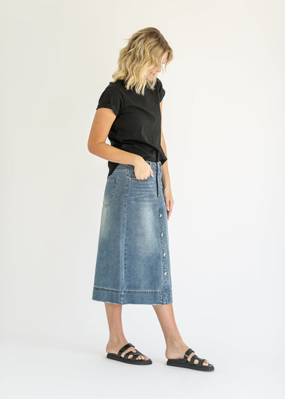 Skylar Button Front Midi Skirt IC Skirts