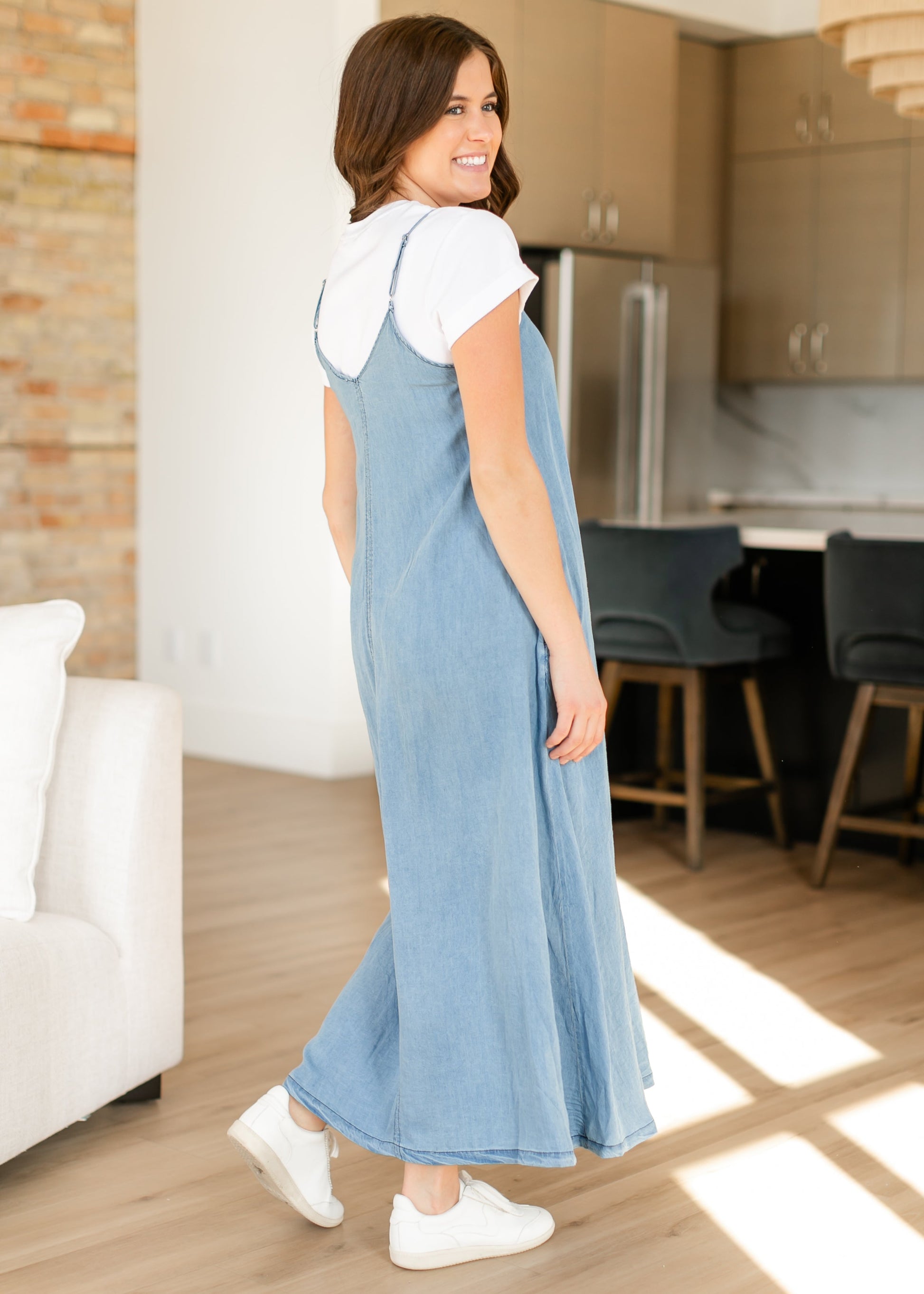 Sleeveless Chambray Maxi Dress FF Dresses