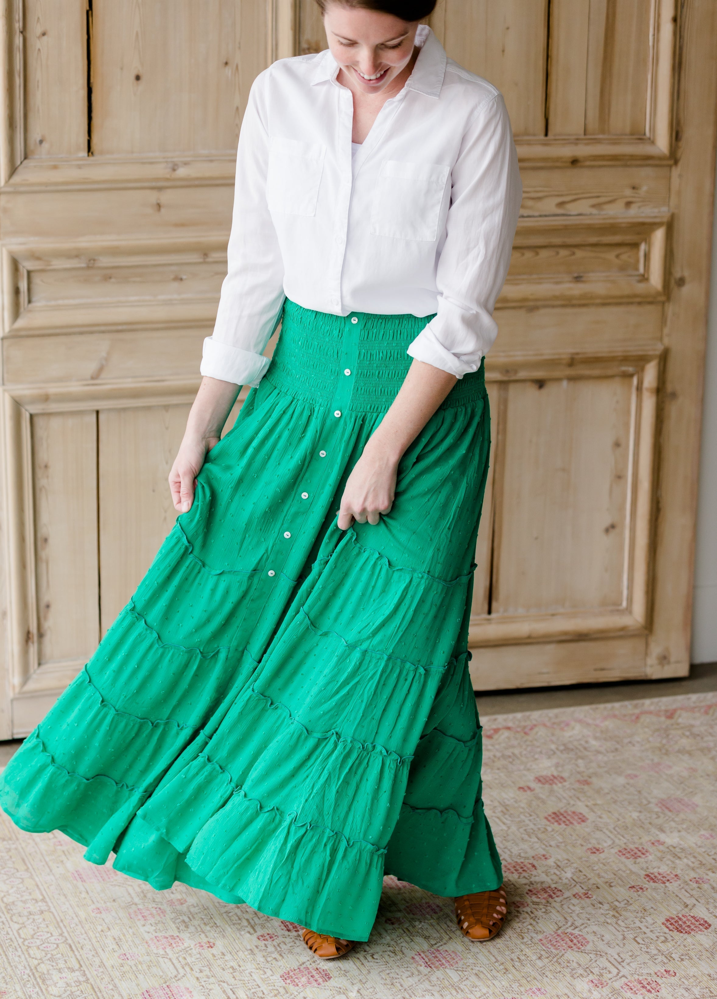 Green maxi skirt qvc sale