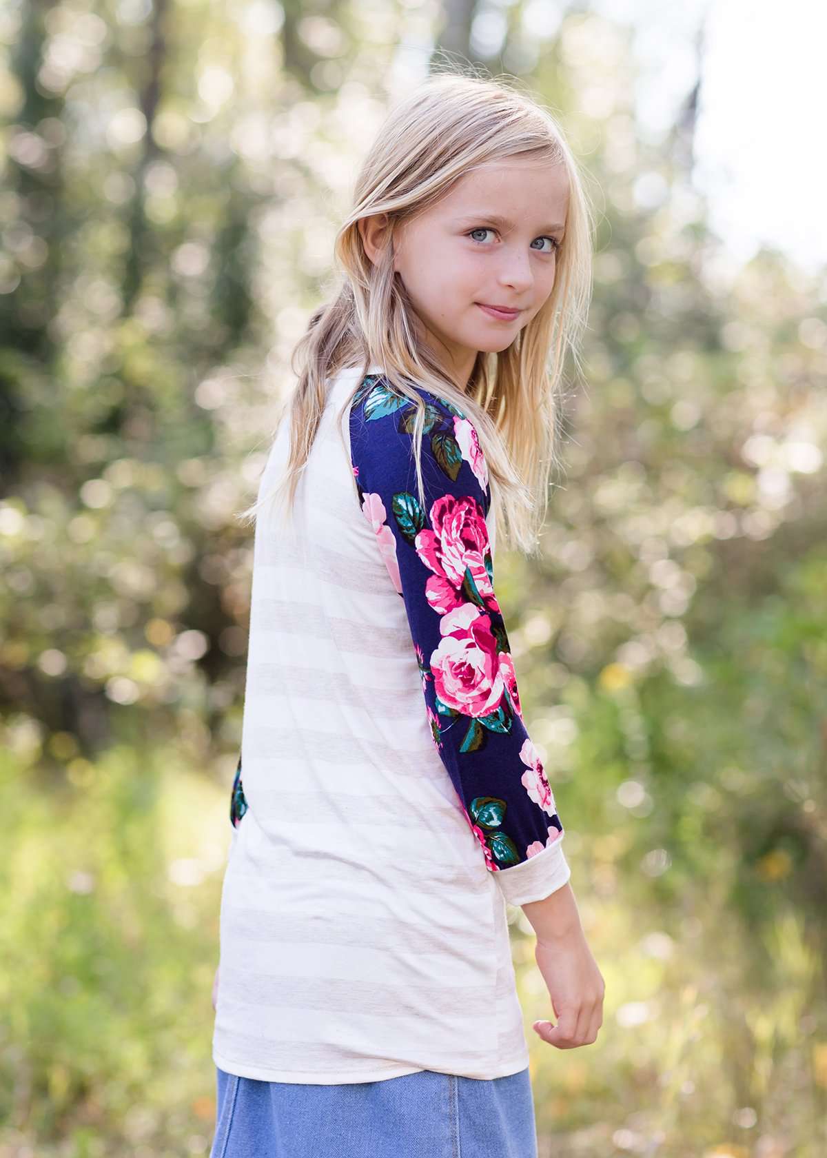 Modest Girls Southern Floral Stripe Top | Inherit Clothing Company ...