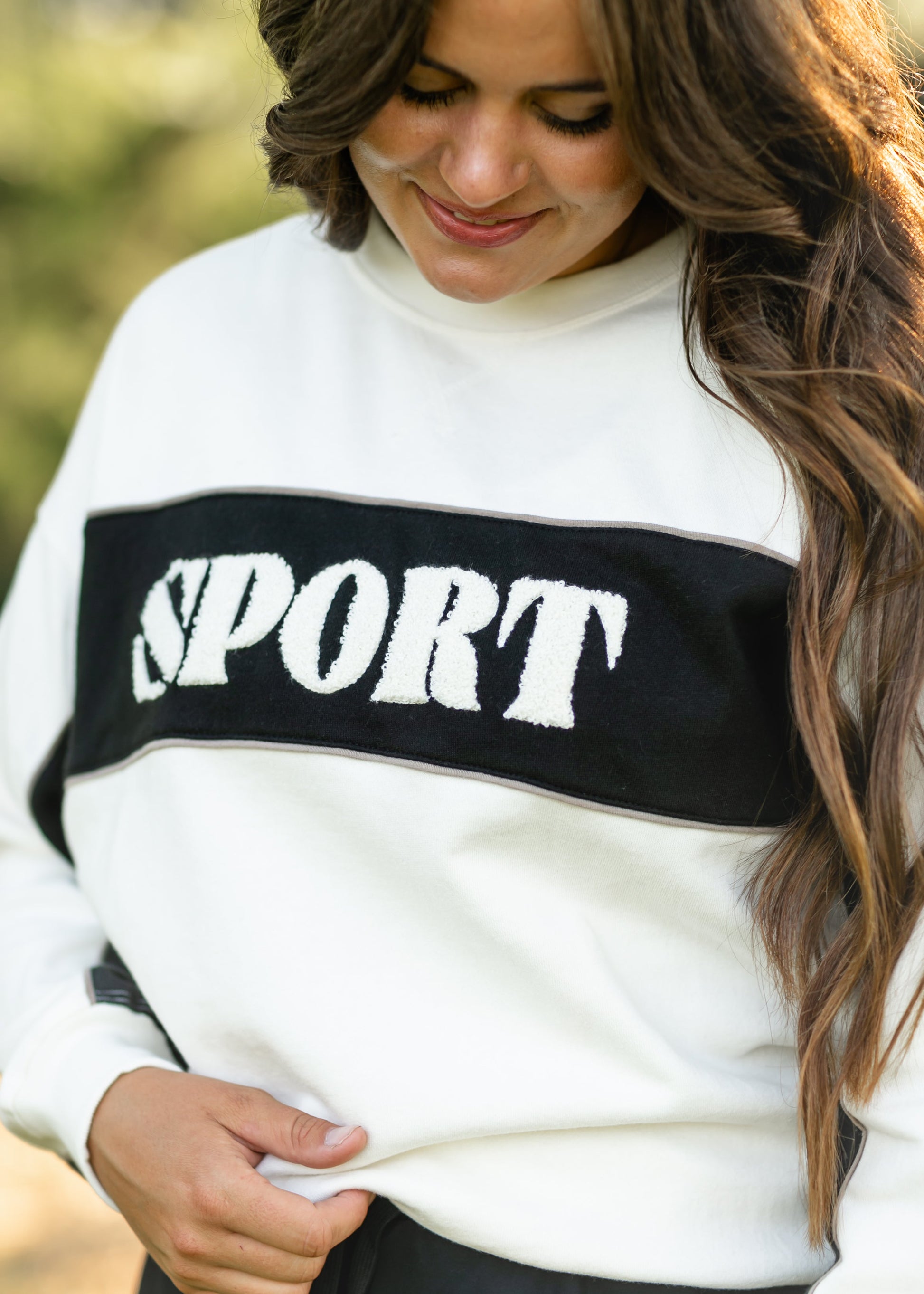 Sport Block Stripe Crewneck Sweatshirt FF Tops