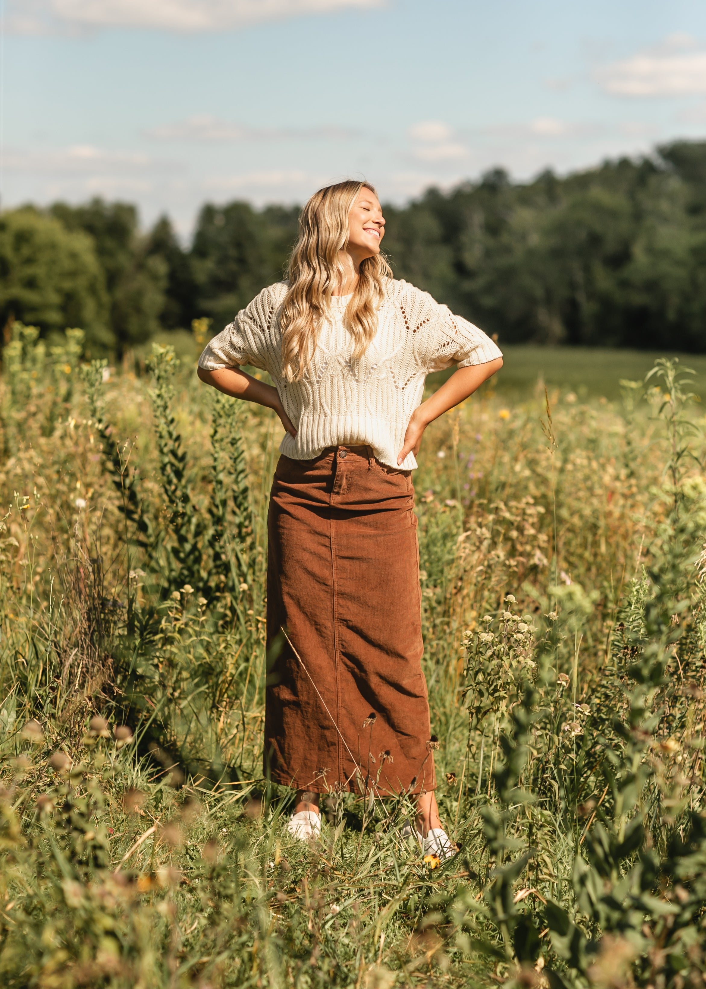 Brown corduroy maxi skirt best sale