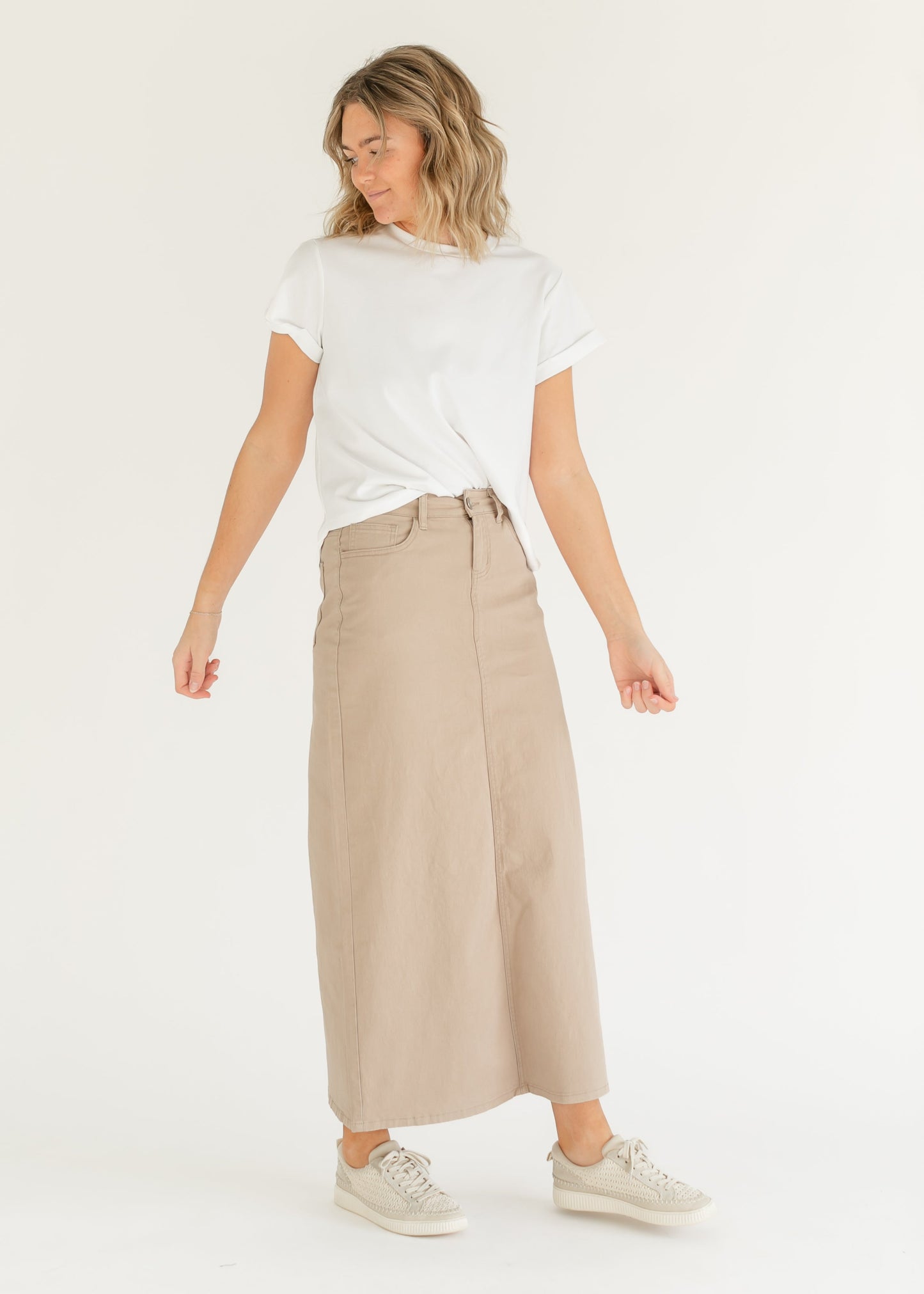 Stella Simply Taupe Maxi Denim Skirt IC Skirts