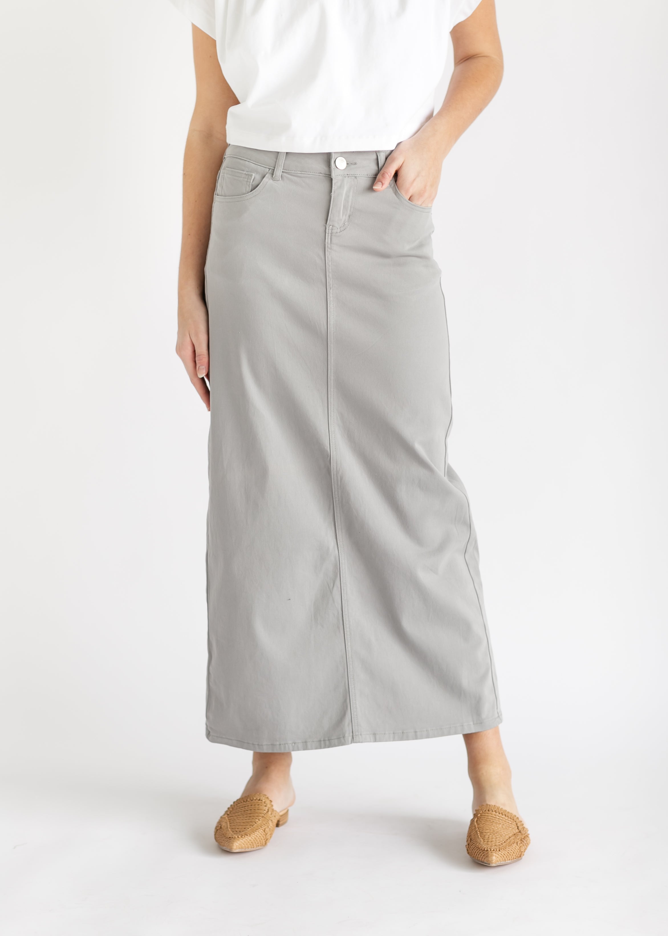 Stella Ultimate Gray Denim Maxi Skirt