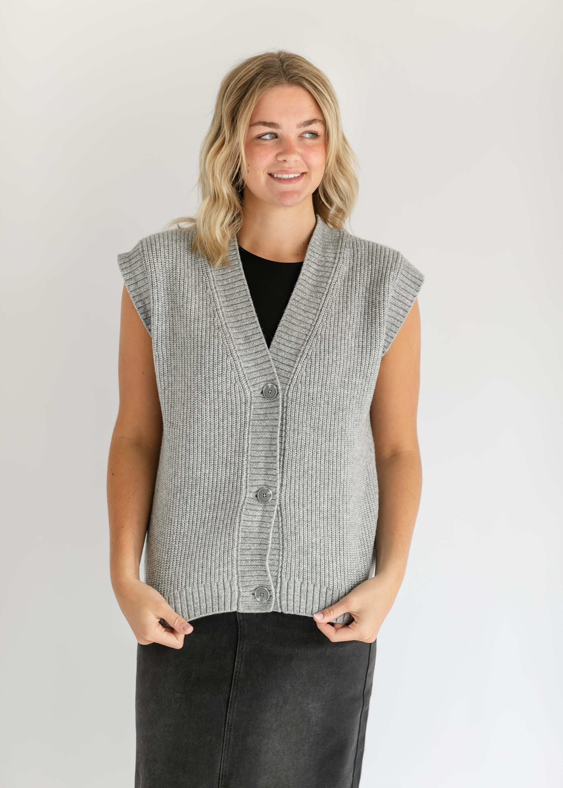 Steve Madden Georgia Button Up Sweater Vest Inherit Co