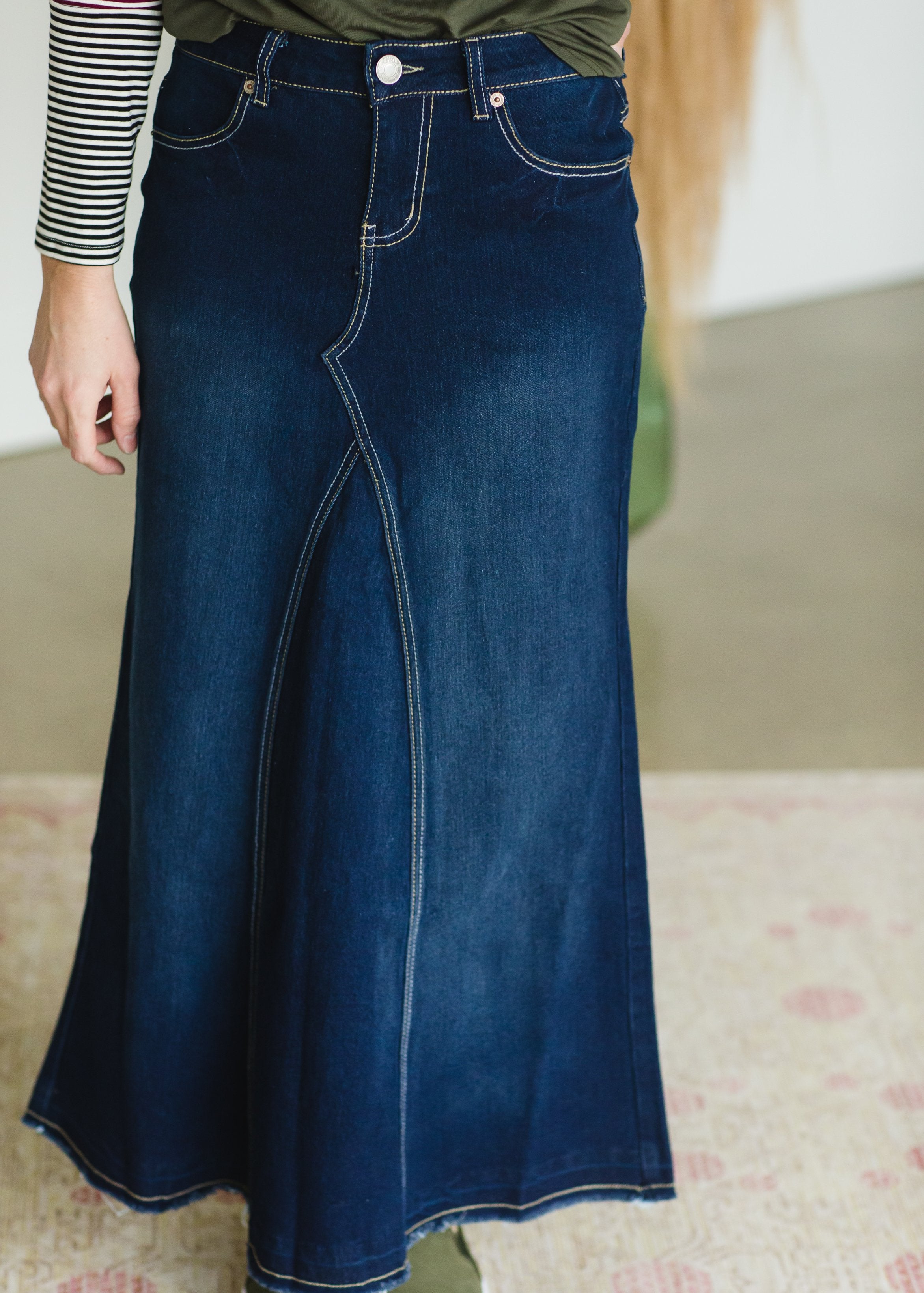 Stitched Pocket Long A-Line Skirt – Inherit Co.