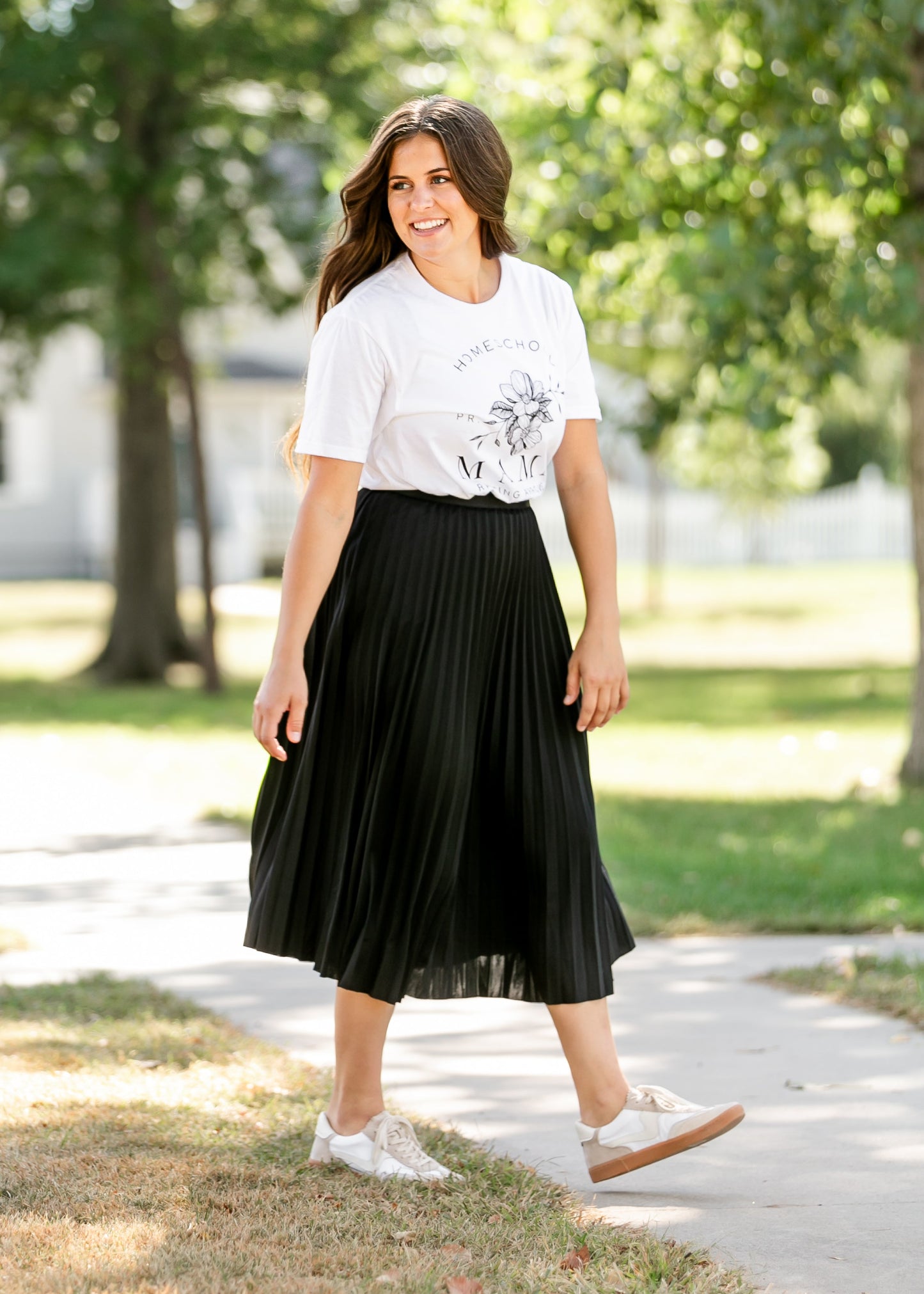 Stretch Waist Pleated Midi Skirt FF Skirts