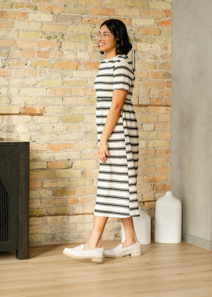 Striped Knit Crewneck Dress FF Dresses