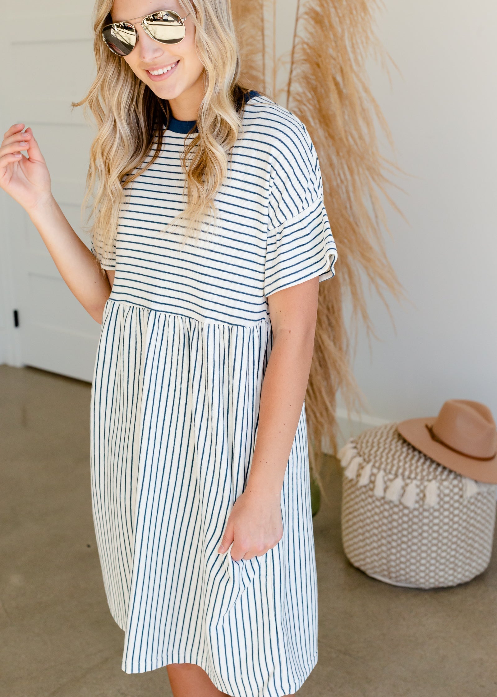 Striped Knit Flutter Sleeve Midi Dress - FINAL SALE – Inherit Co.