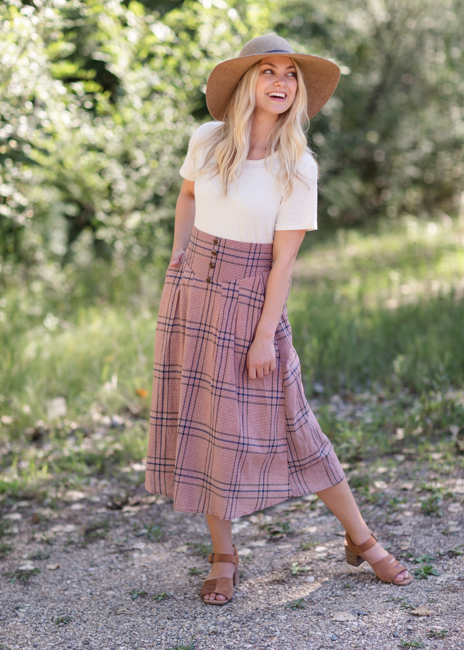 Plaid midi 2025 skirt sale