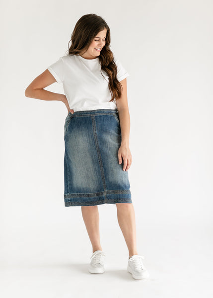 Carla Denim Midi Skirt, Skirts | FatFace.com