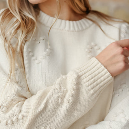 Sweet Thing Embroidered Heart Sweater FF Tops