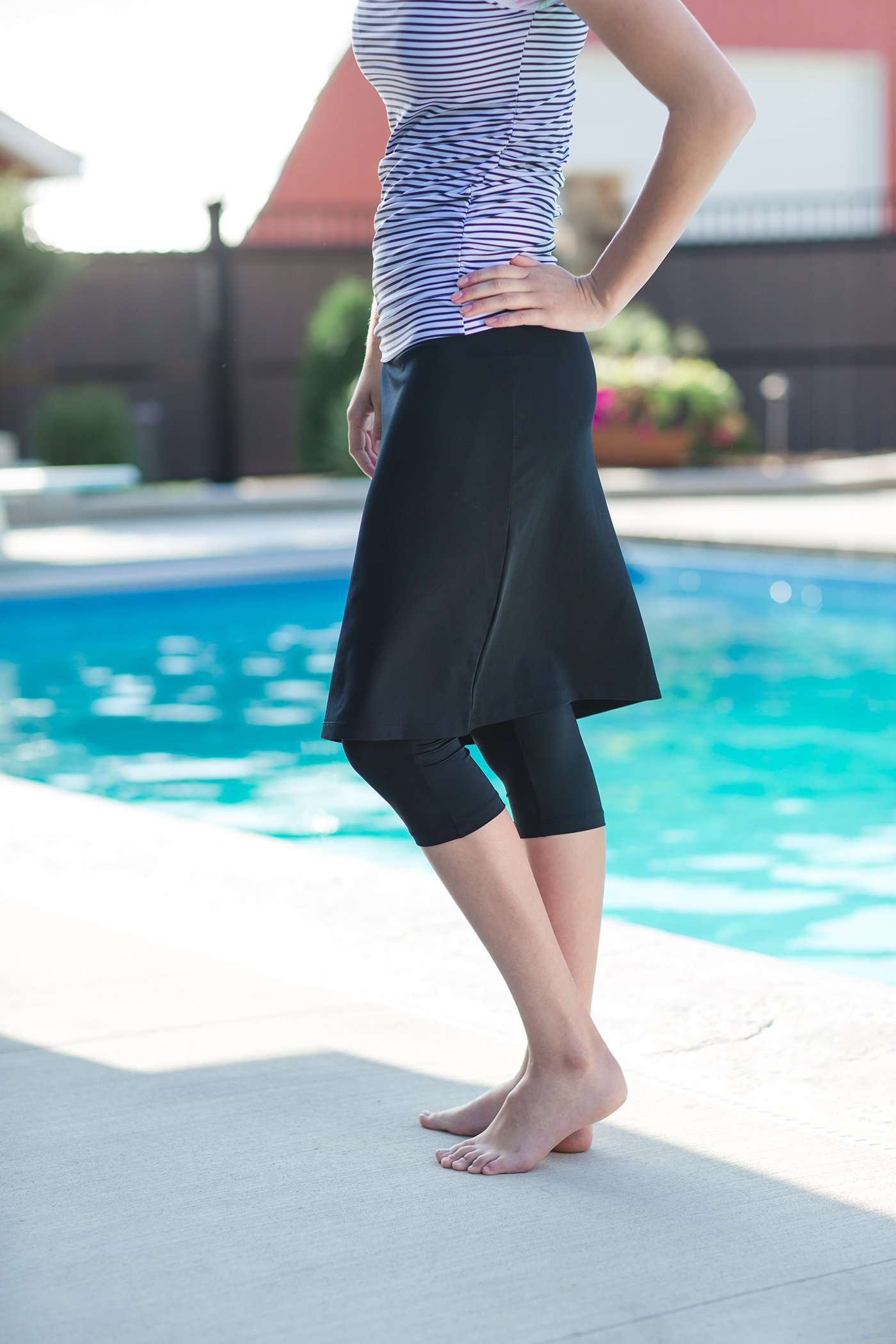 Modest Swim Athletic Skirt With Leggings *Black*