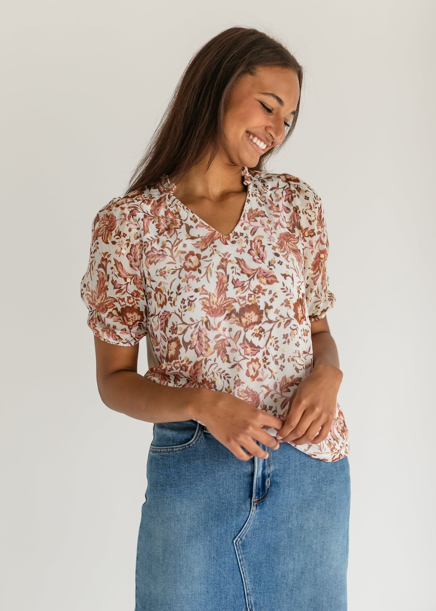 Sybil Floral Short Sleeve Top IC Tops