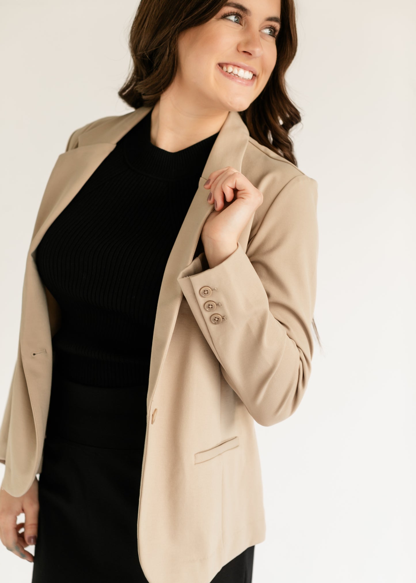 Tan Fitted Single Button Blazer FF Tops