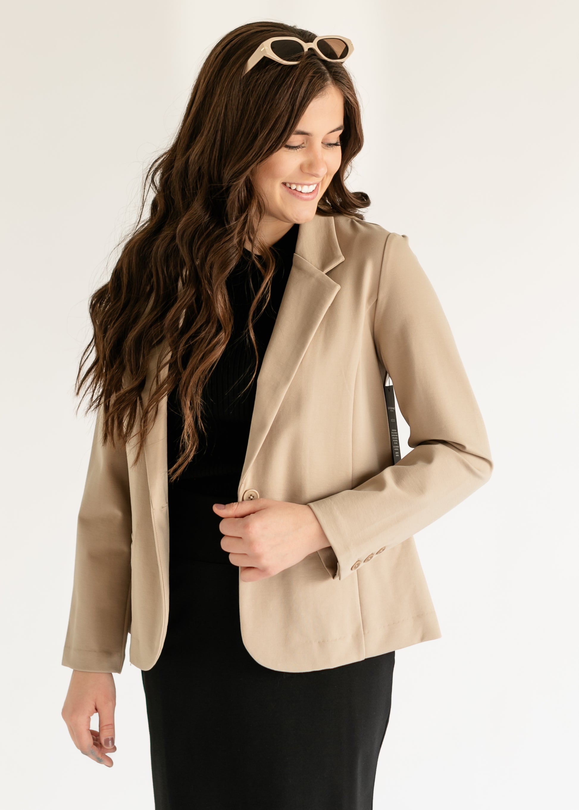 Tan Fitted Single Button Blazer FF Tops