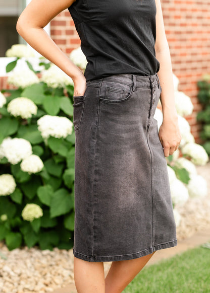 Tiffany Black Denim Midi Skirt IC Skirts