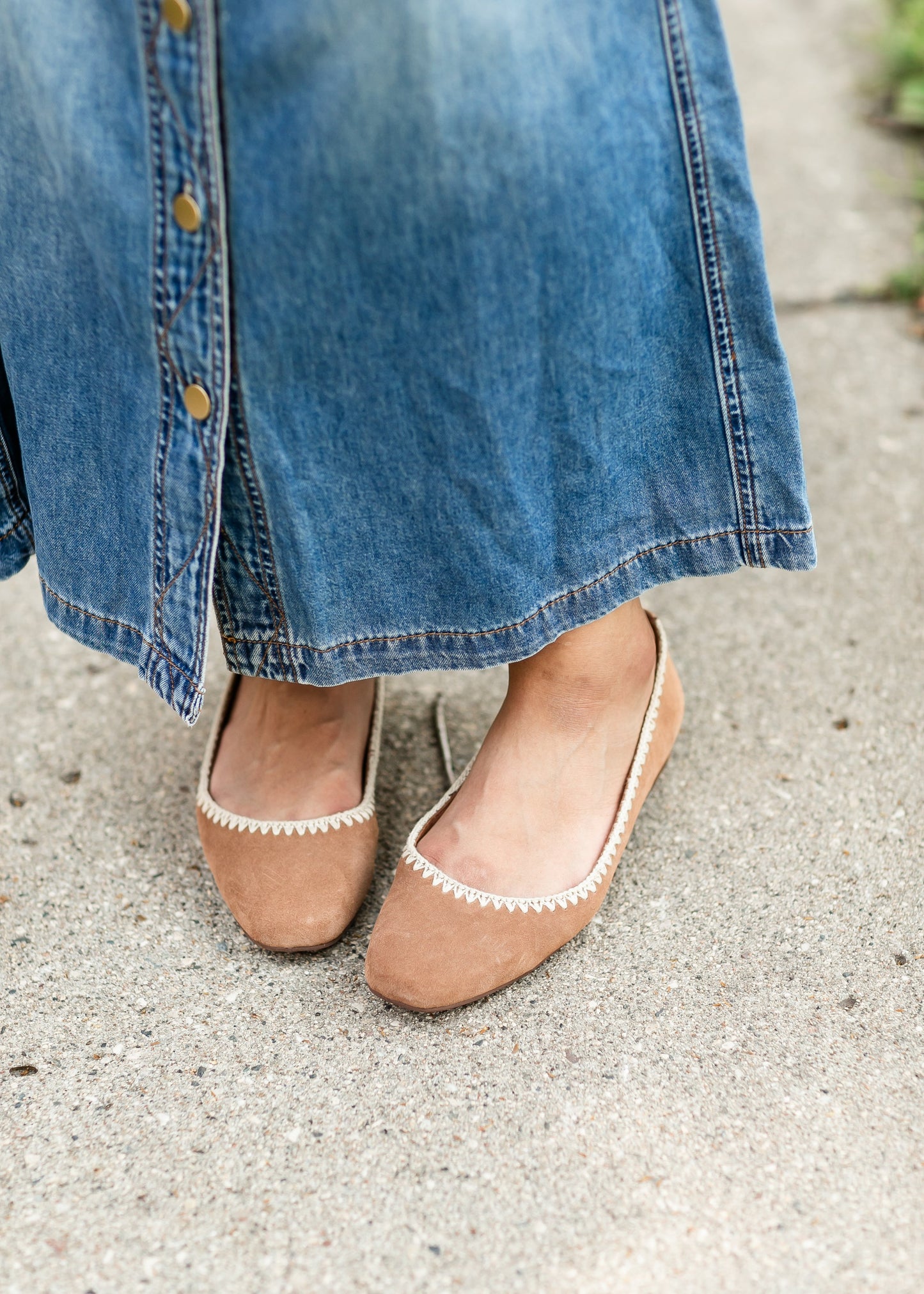 TOMS® Briella Brown Deco Stitch Suede Flat Shoes