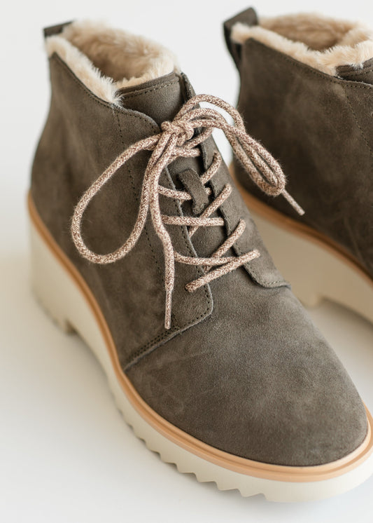 TOMS® Maude Suede Lace Up Wedge Boot Shoes