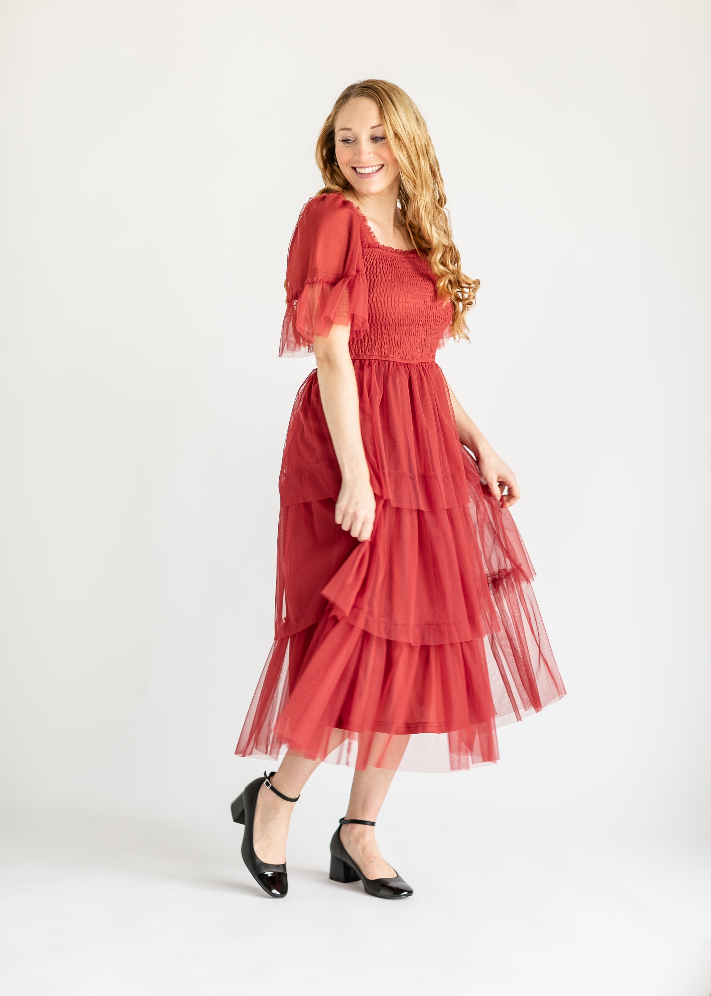 Tulle Ruffle Smocked Midi Dress FINAL SALE Inherit Co