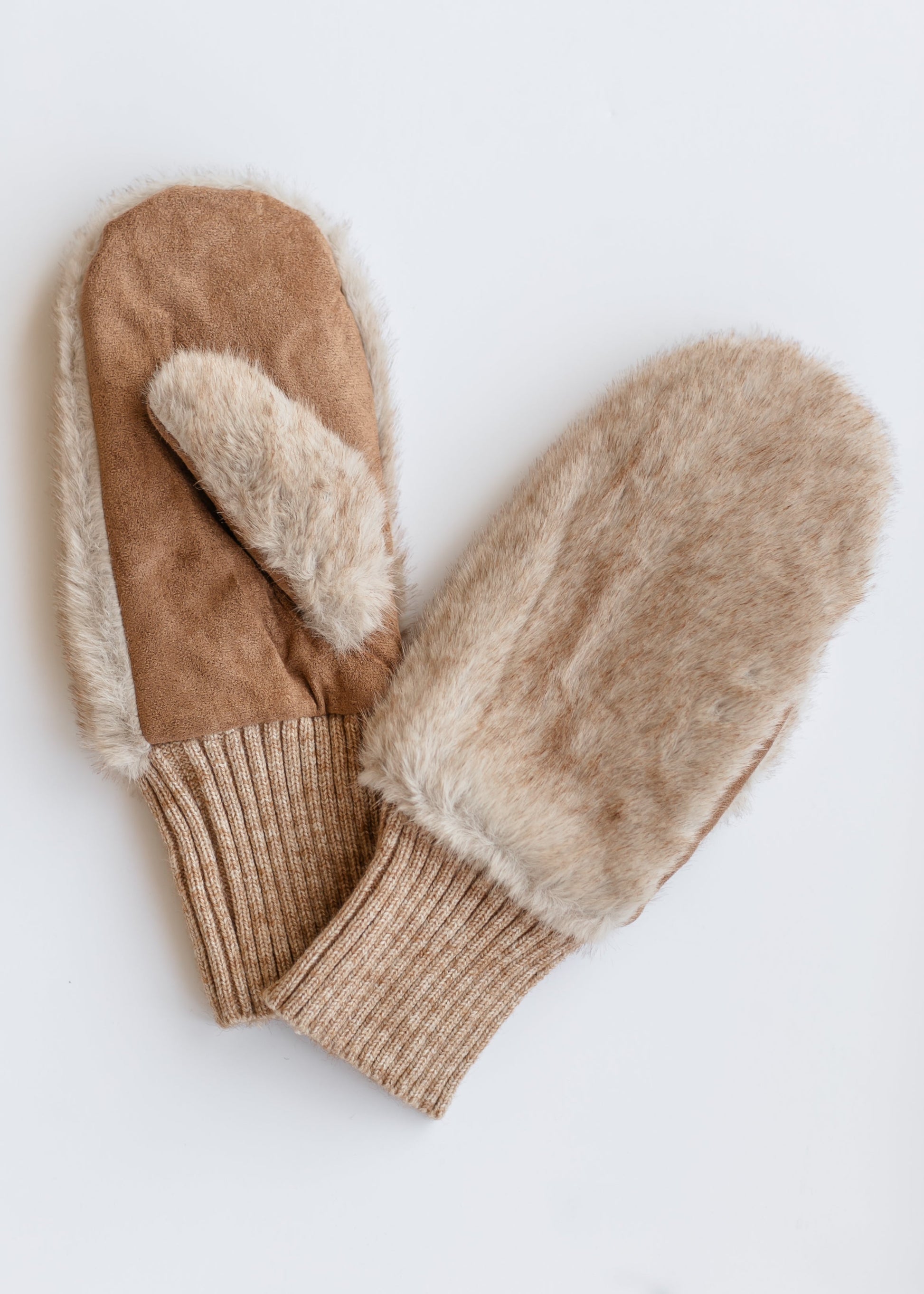 Two Tone Faux Fur Mittens Accessories