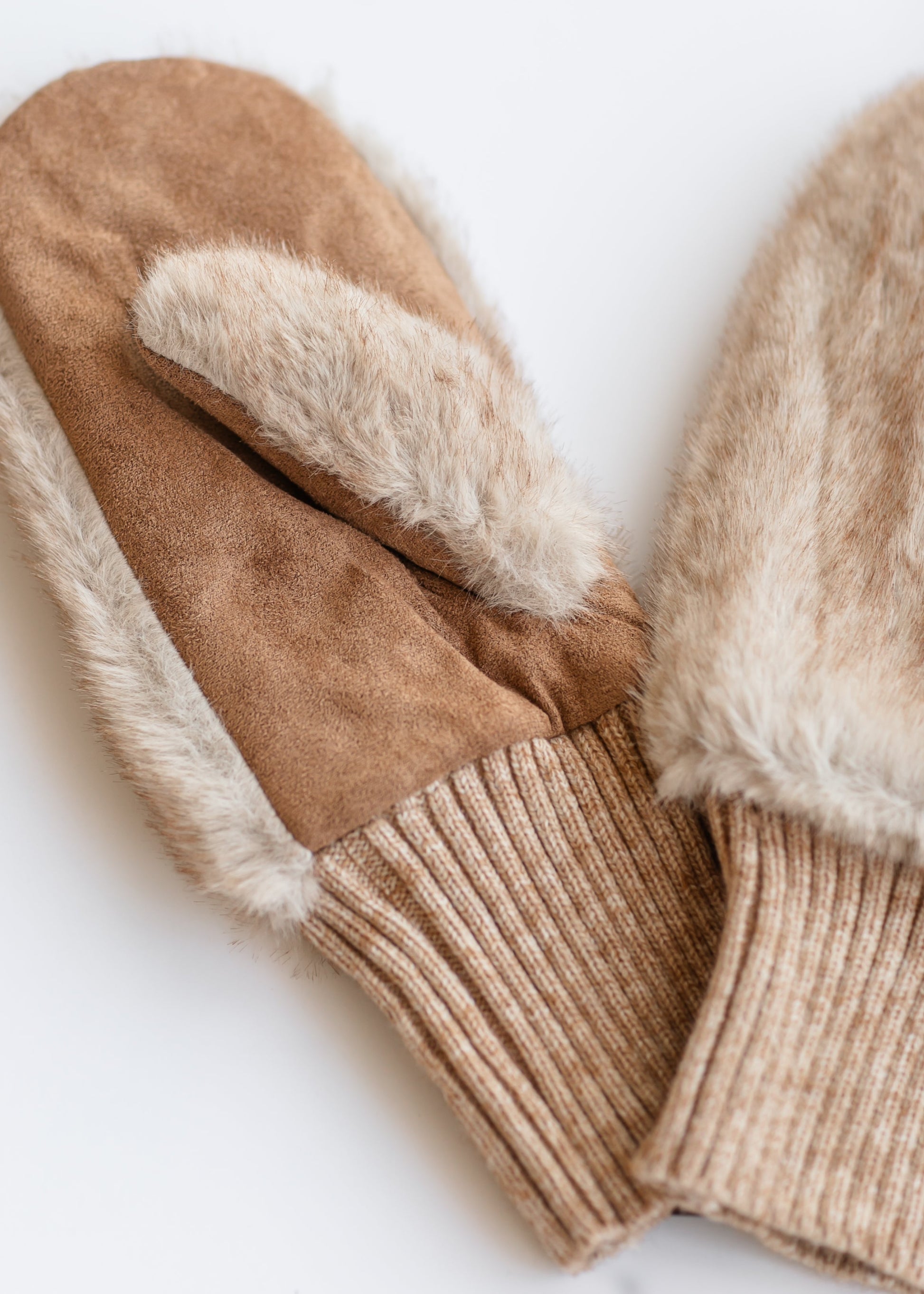 Two Tone Faux Fur Mittens Accessories