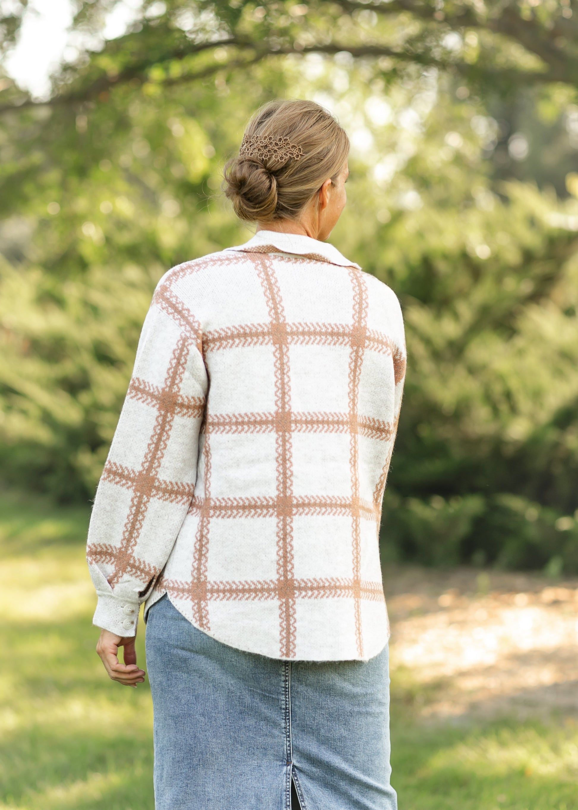 Tyler Plaid Sweater Jacket FF Tops