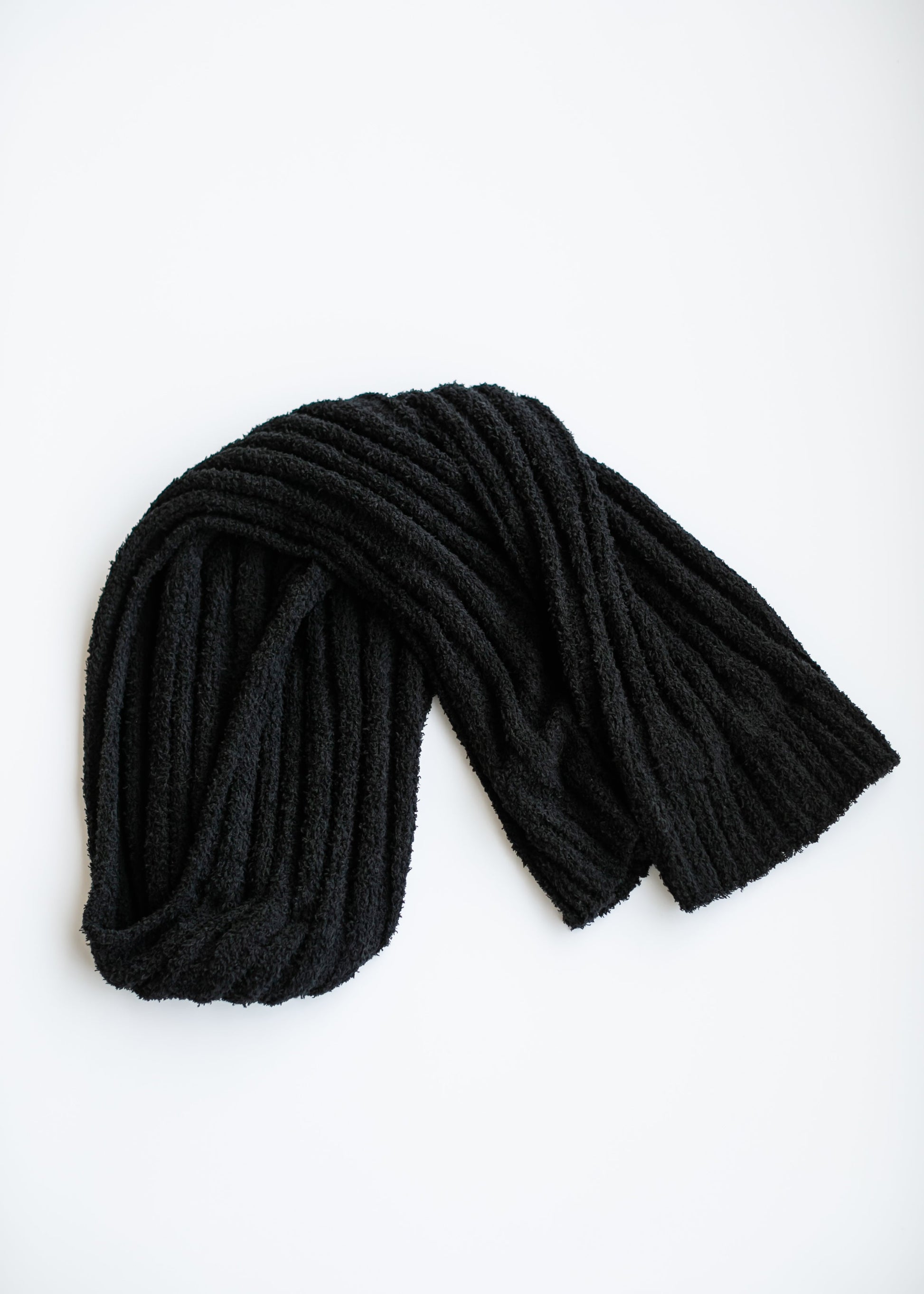 Ultra Soft Boucle Vertical Knit Scarf Accessories Black