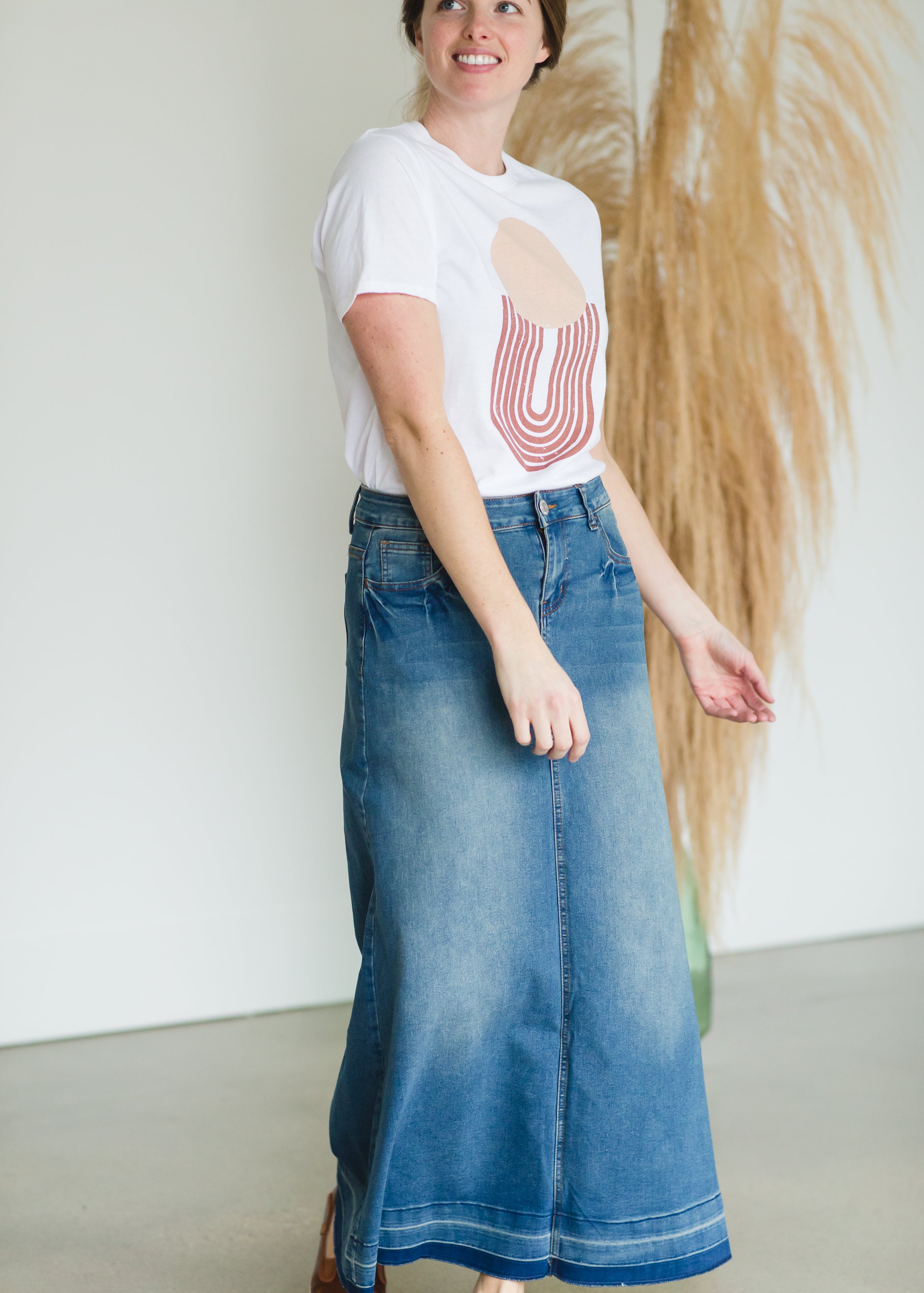 Denim skirt sale raw hem