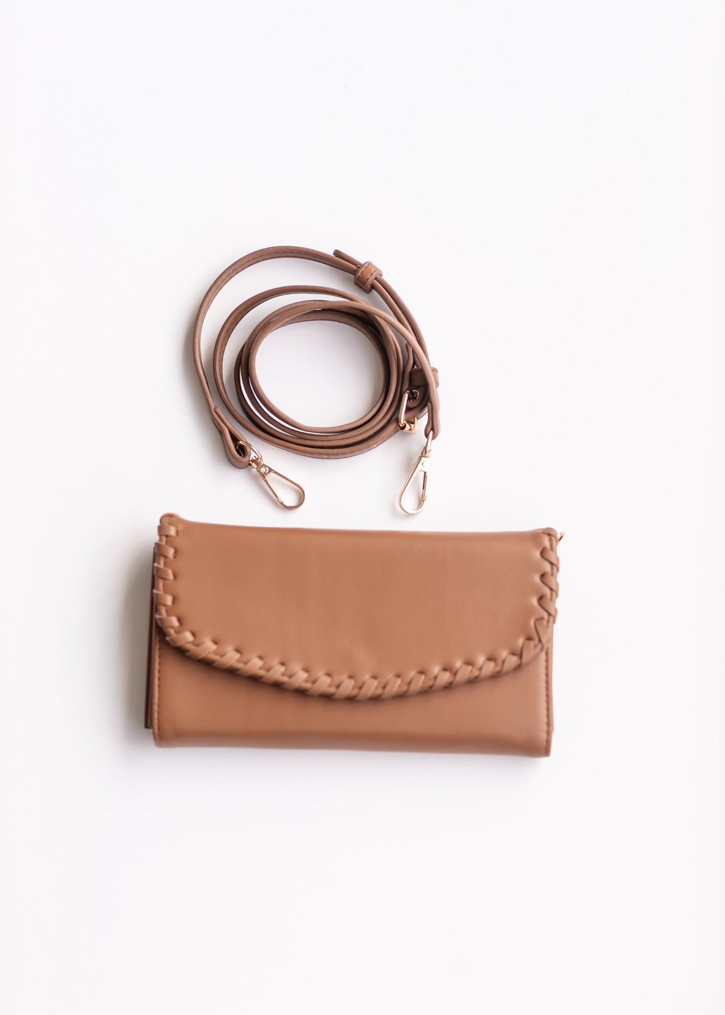 Whipstitch Crossbody Wallet Bag Accessories Brown