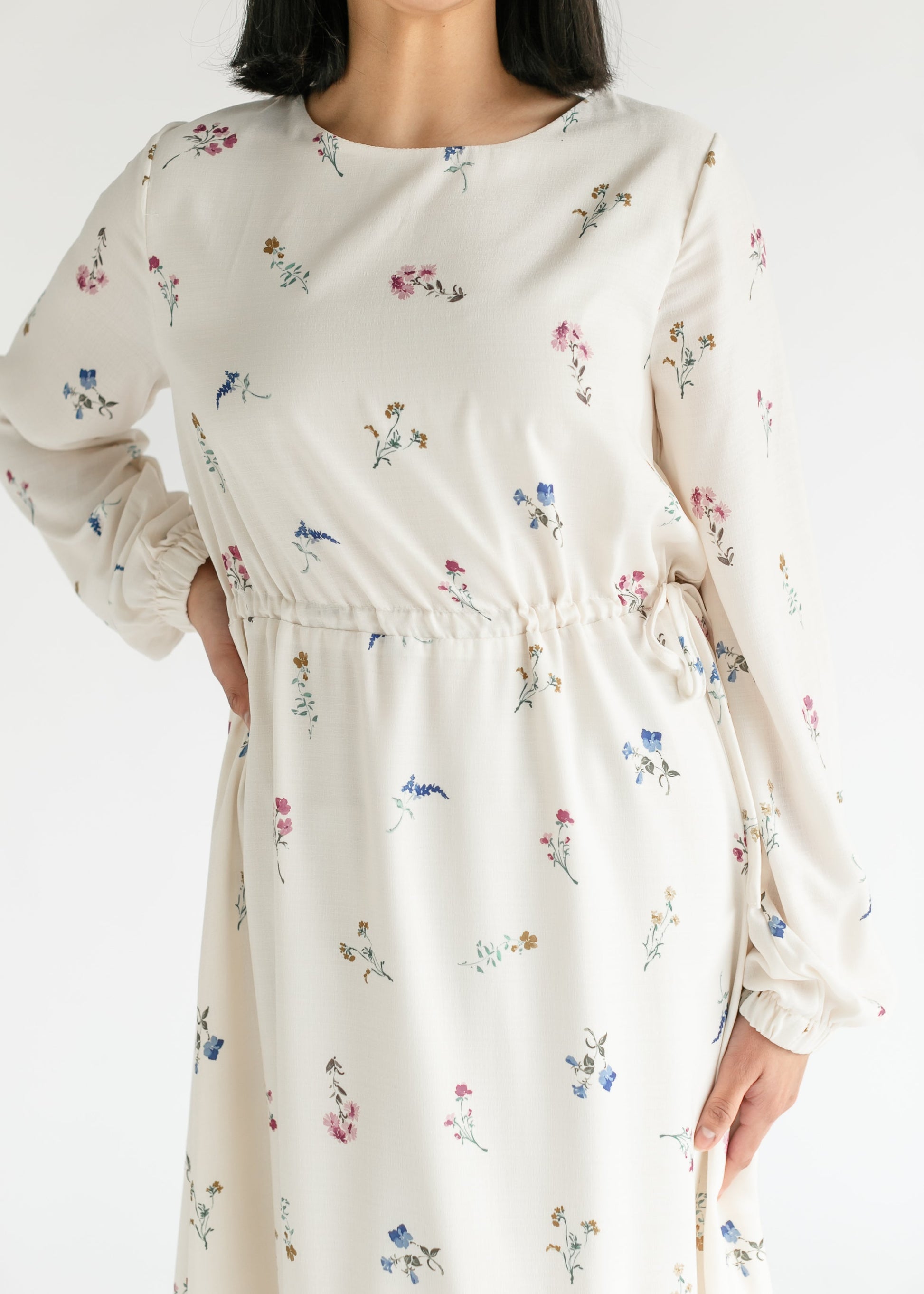 Wildflower Long Sleeve Belted Midi Dress FF Dresses