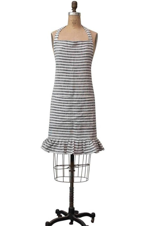 Woven Cotton Striped Apron w/ Ruffle - FINAL SALE FF Home + Lifestyle