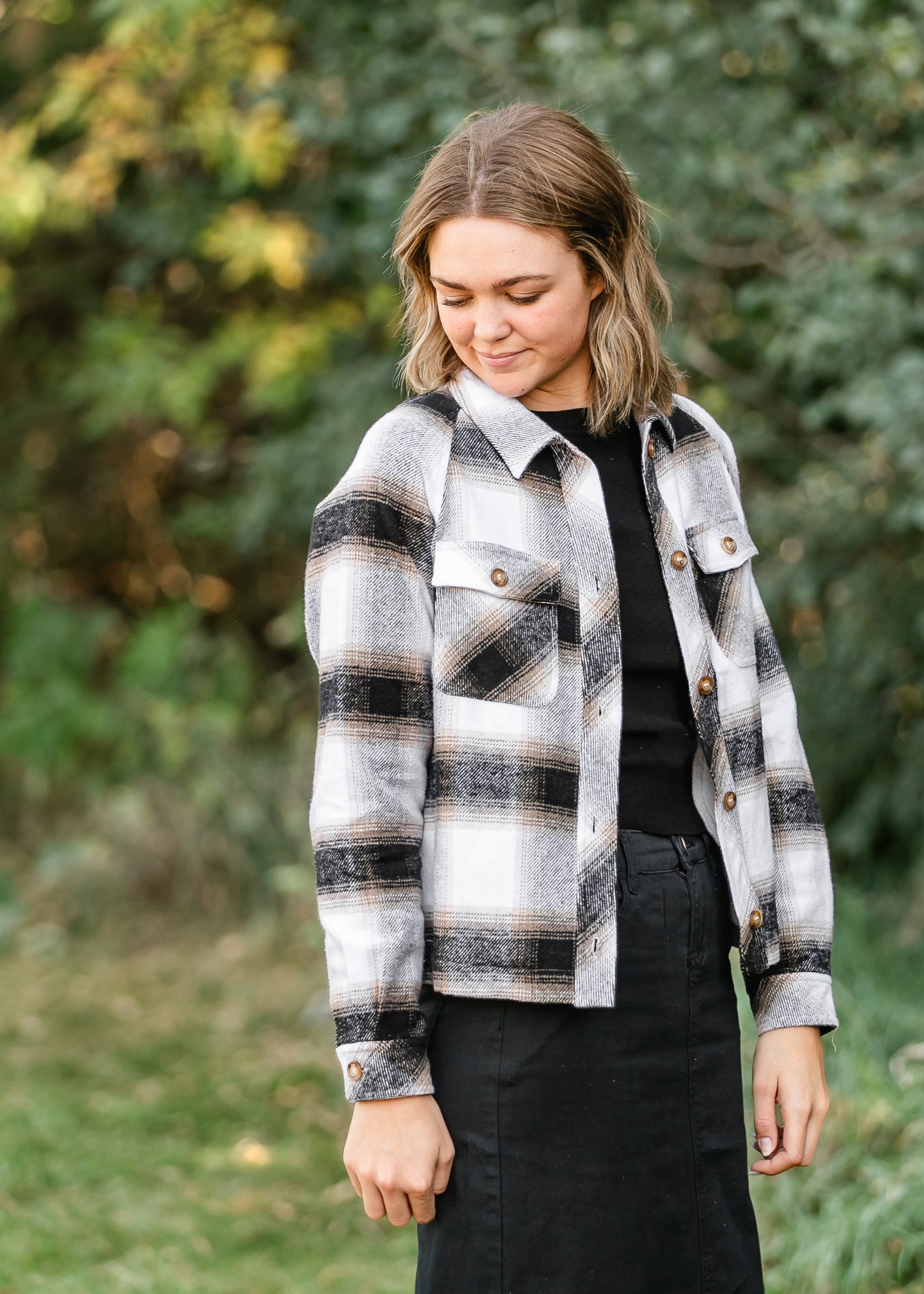 Yuma Plaid Button Up Jacket FF Dresses