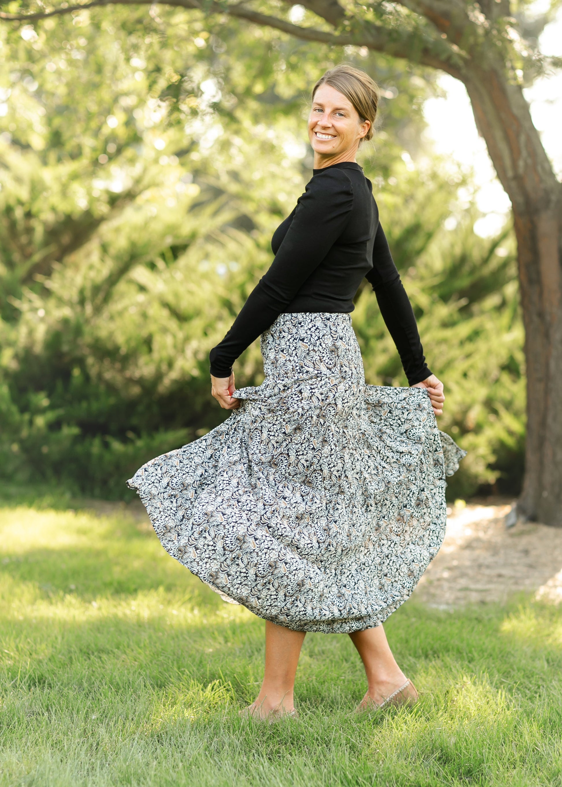 Zendaya Reva Block Tiered Maxi Skirt FF Skirts