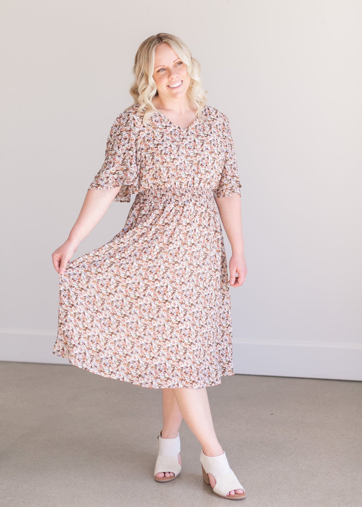 Ditsy Floral Print Pleated Midi Dress - FINAL SALE – Inherit Co.