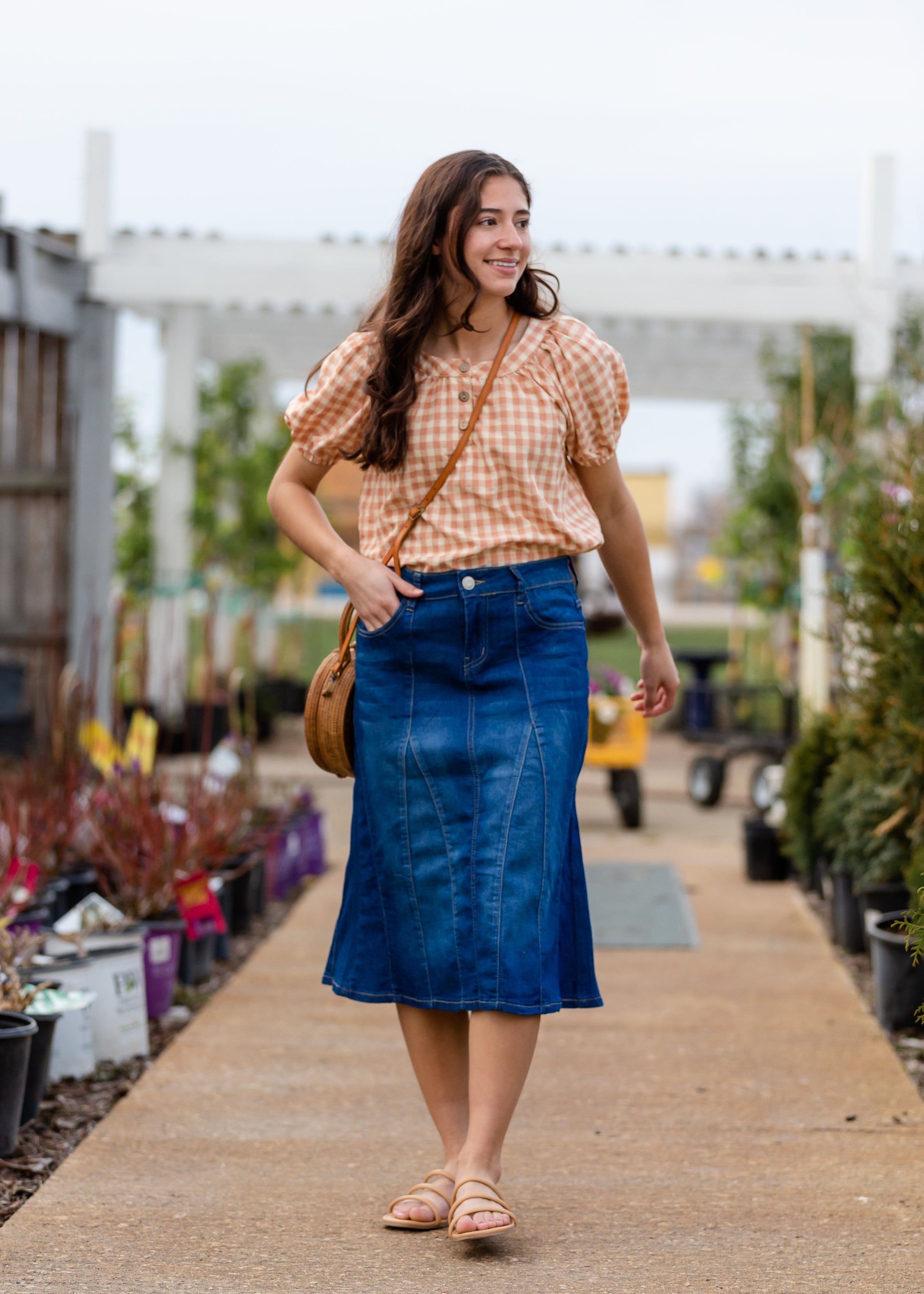 Denim midi sale skirt xs