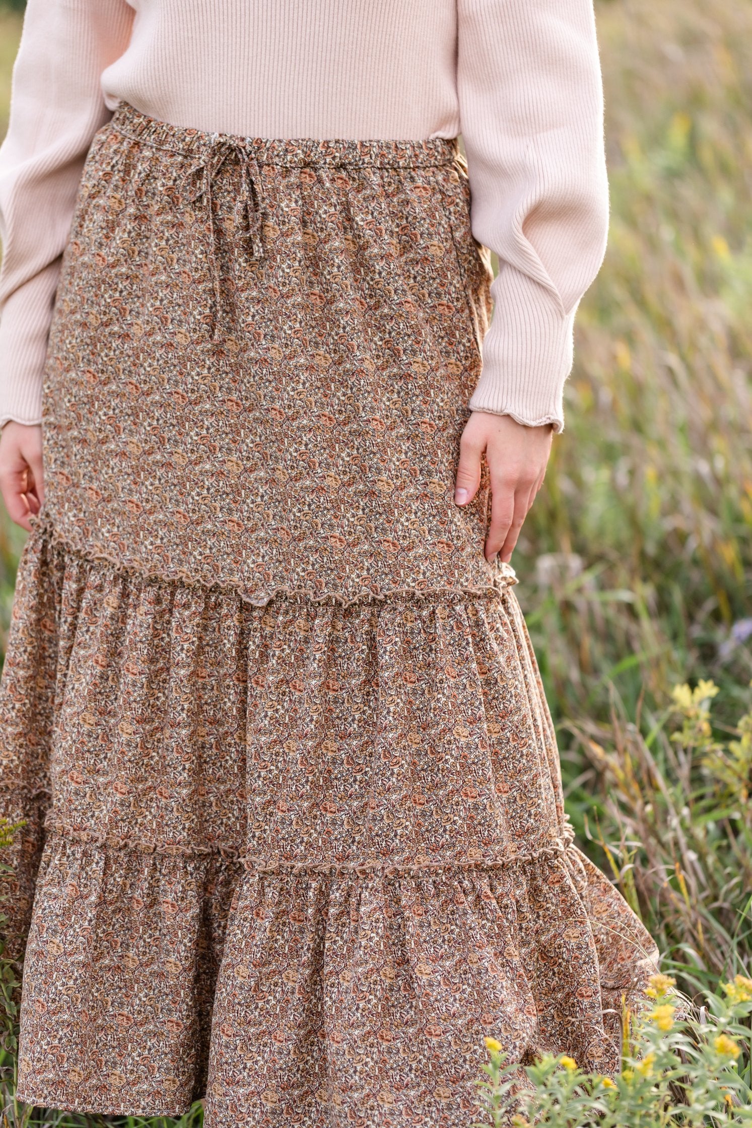 特別価格 Jacquard Floral Volume taupe Skirt ロングスカート - blog