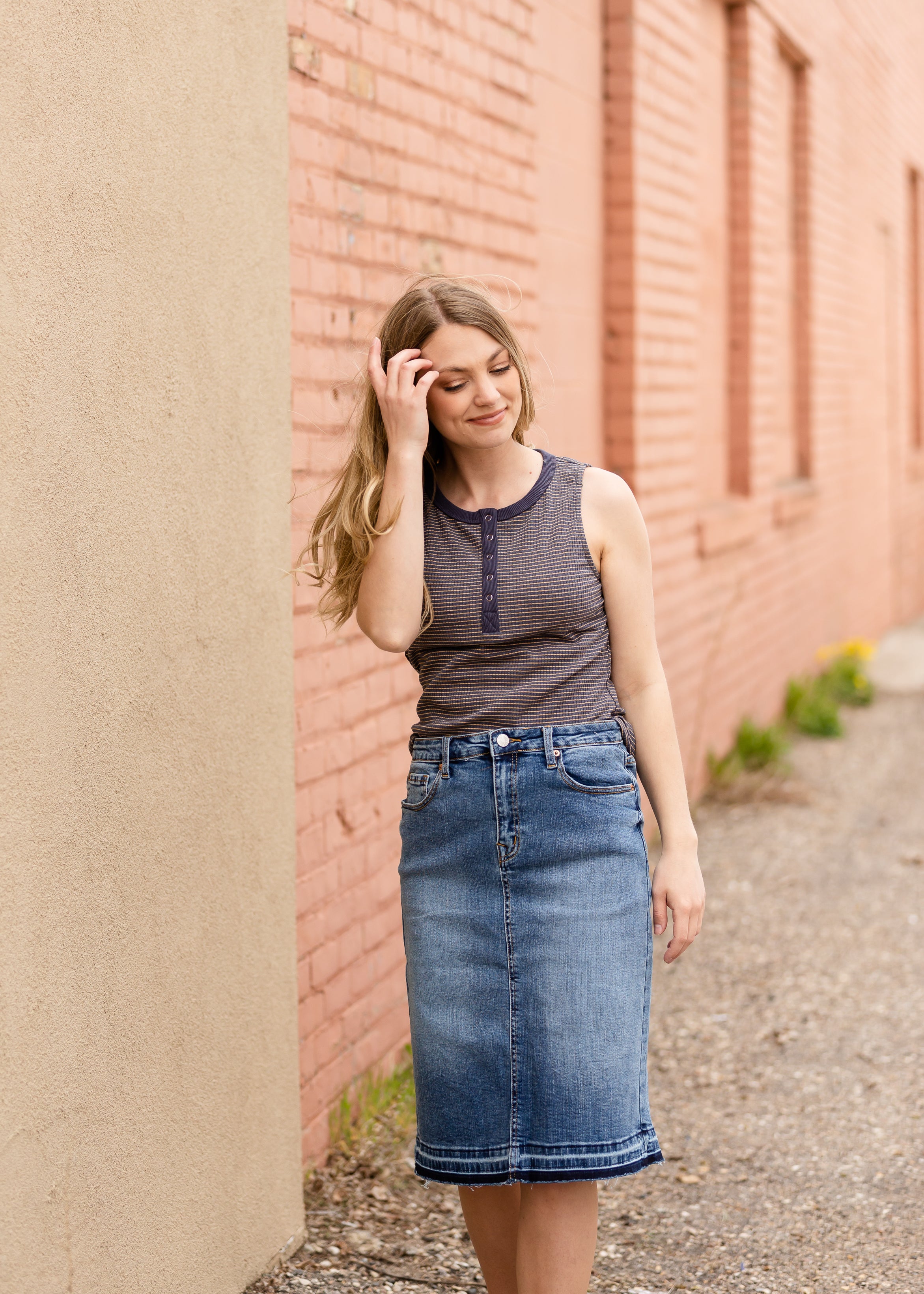 Light wash jean store skirt