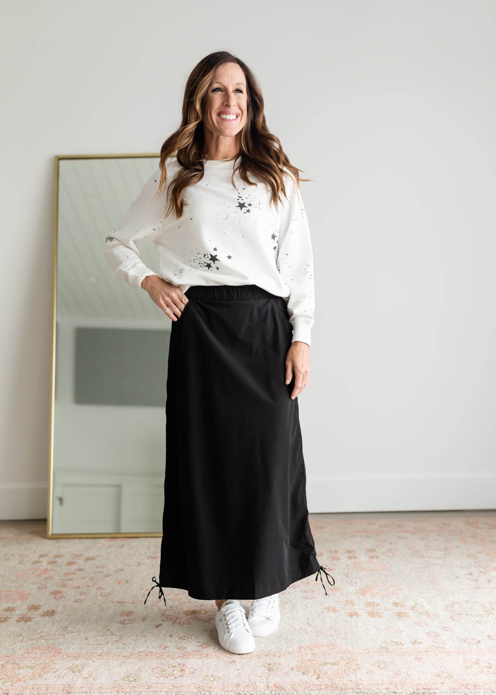 Anika Black Side Cinch Hiking Maxi Skirt - FINAL SALE – Inherit Co.